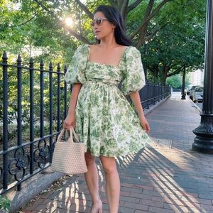 Abercrombie green floral Poplin mini dress